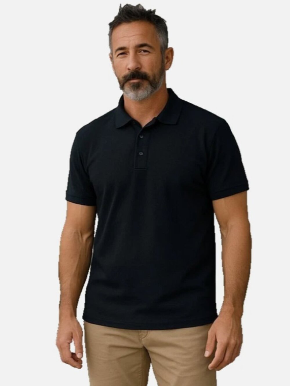 Michael Brandon Men’s Polo Shirt Black Short Sleeve Size Large 3 Button